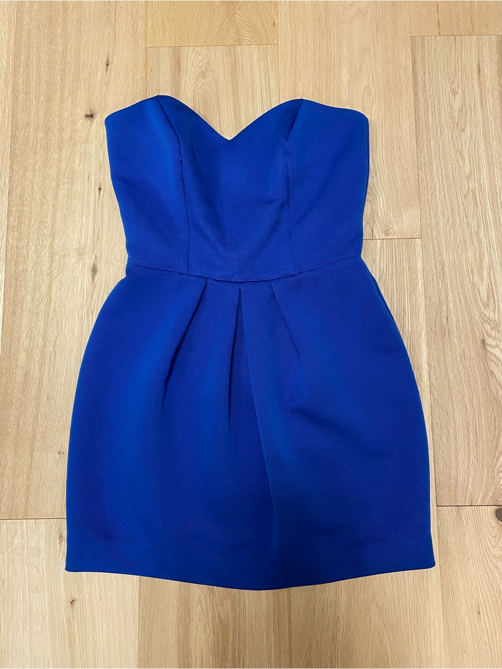 Vintage 80s/90s Algo Royal Blue Strapless Tulip Mini Dress - Size S
